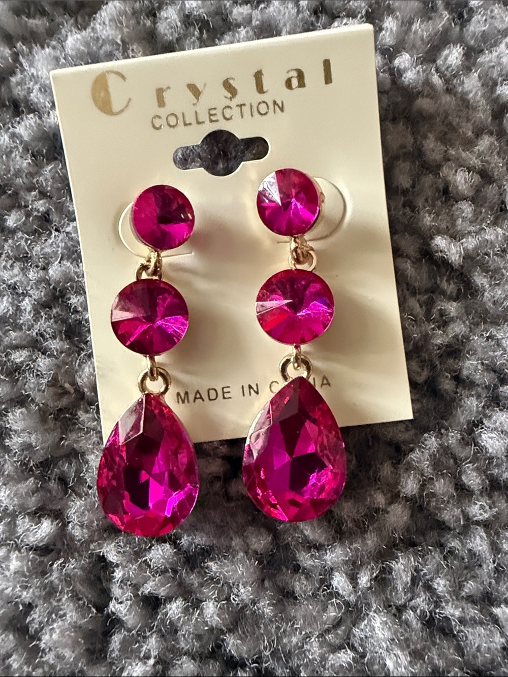 Fuchsia Teardrop Dangle Earrings